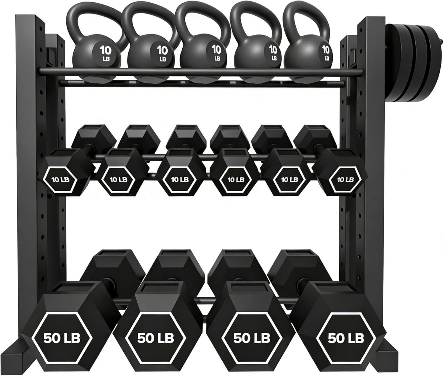 Home Gym Compact - Стеллаж для гантелей 3-уровневый, стальной, серебристый,