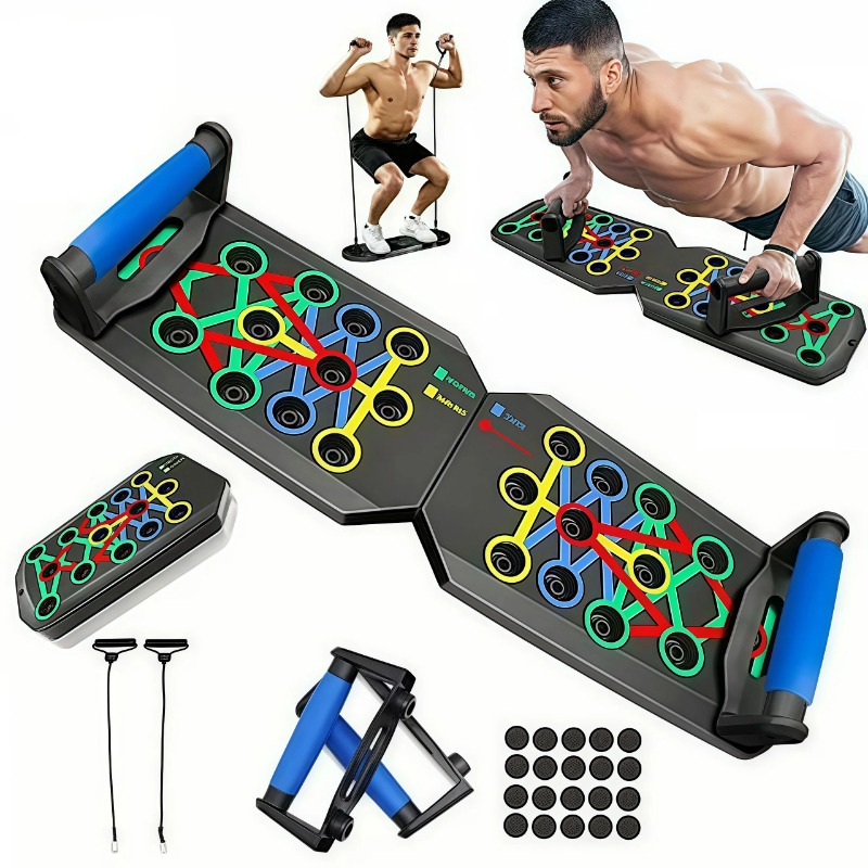 Home Gym Kit For Men - Складная доска для отжиманий с эластичными